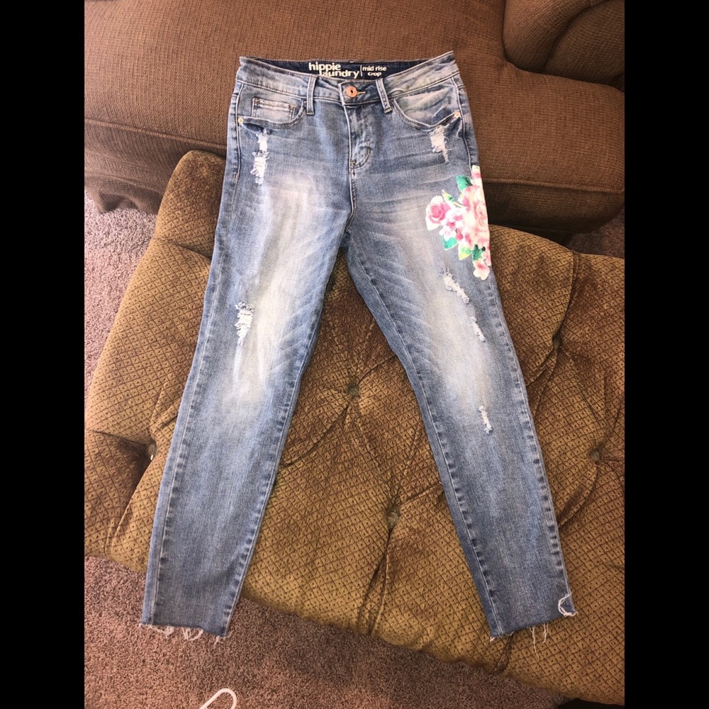 floral ripped jeans